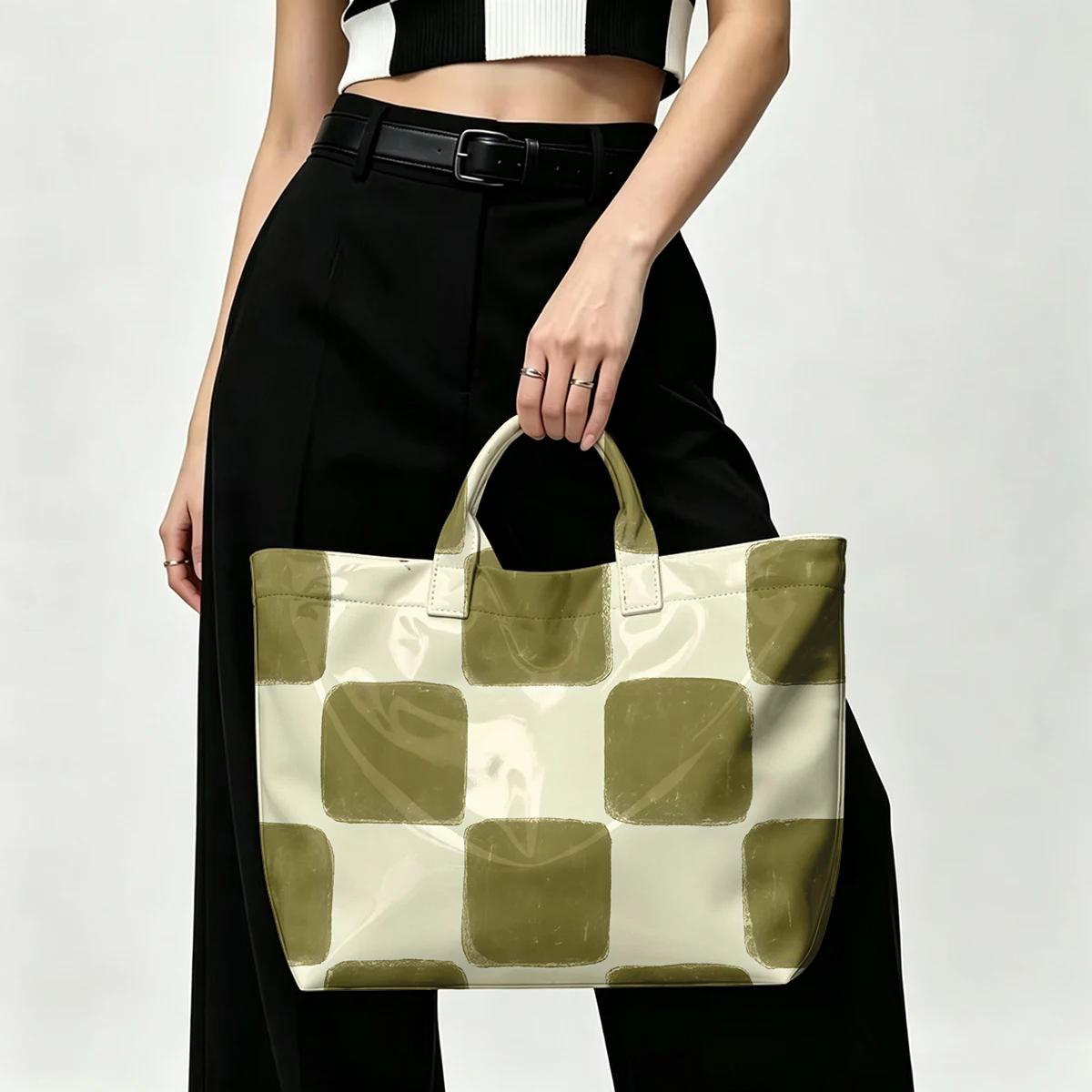 Olive Square PVC Tote Bag Waterproof Transparent Jelly Bag Beach Bag Tote Pouch Bow Handbags Storage Bag