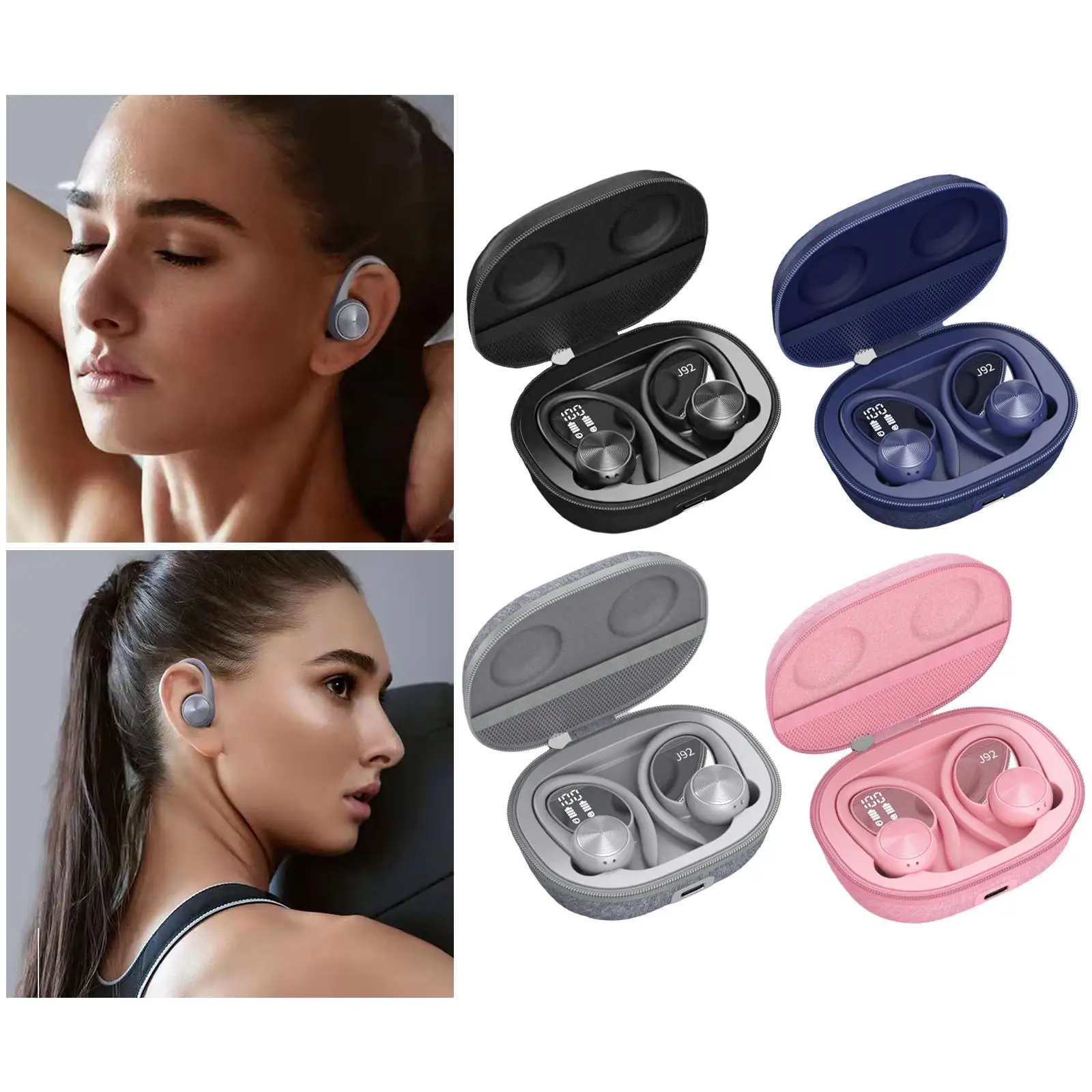 Auricolari wireless Bluetooth 5.0 con ganci per le orecchie Bassi profondi per viaggi in palestra