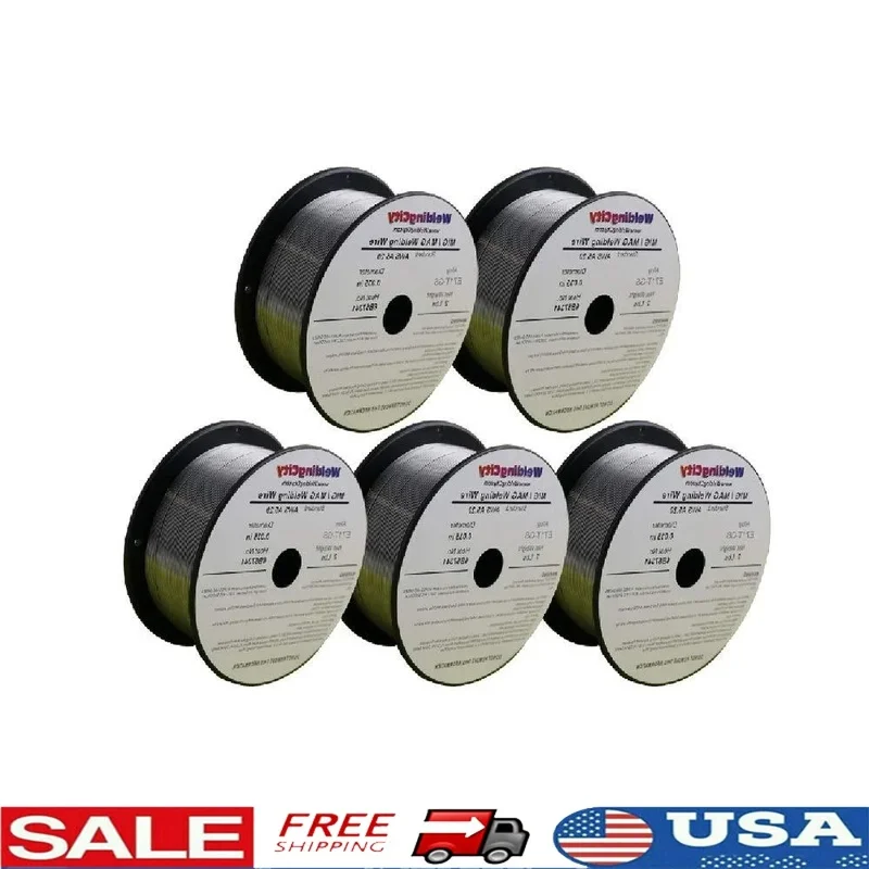 

Gasless Flux-Cored Mild Steel MIG Welding Wire 0.030" 2-lb Spool, Set of 5 Rolls, AWS A5.20/ASME Certified