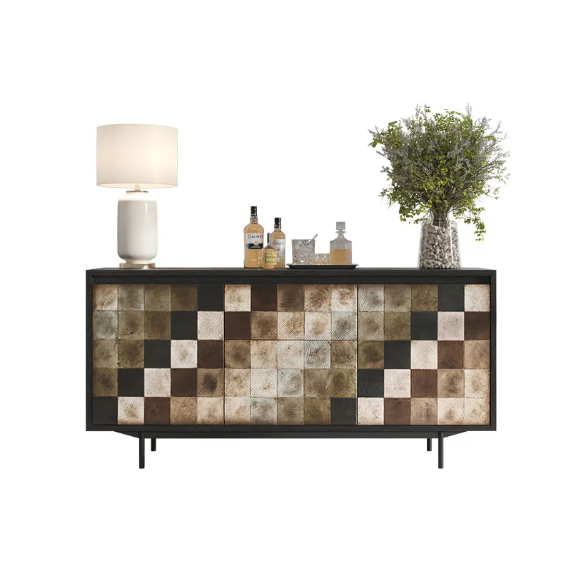 

Italian light luxury solid wood dining side cabinet household living room wall locker modern high-end villa entrance cabinet