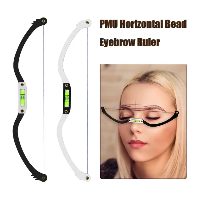 Półtrwałe pozycjonowanie brwi metalowy sznurek linijka Microblading poziomy tatuaż koralik mapowanie linijka pomiar brwi