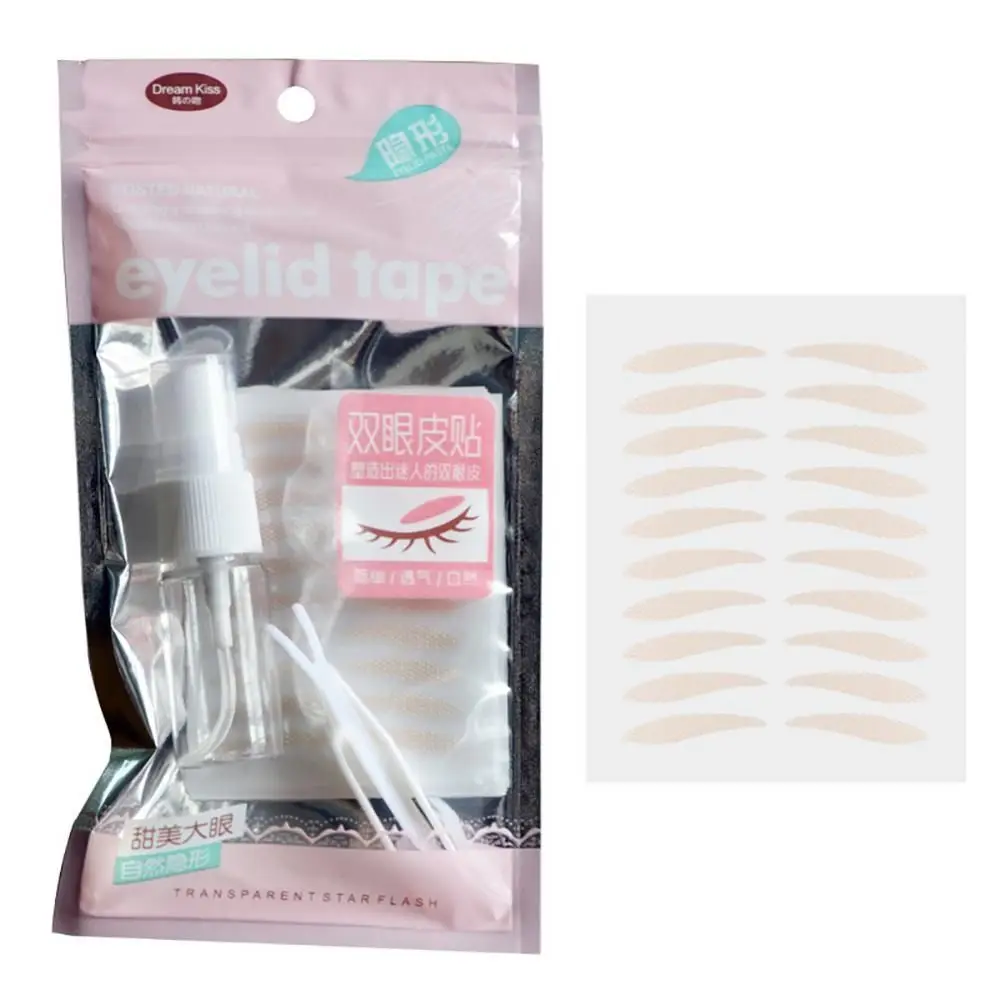 200 pares con herramienta auxiliar, pegatina para párpados de malla de encaje, pegatinas invisibles para párpados plegables con pulverizador de agua, ojos grandes, 12 formas