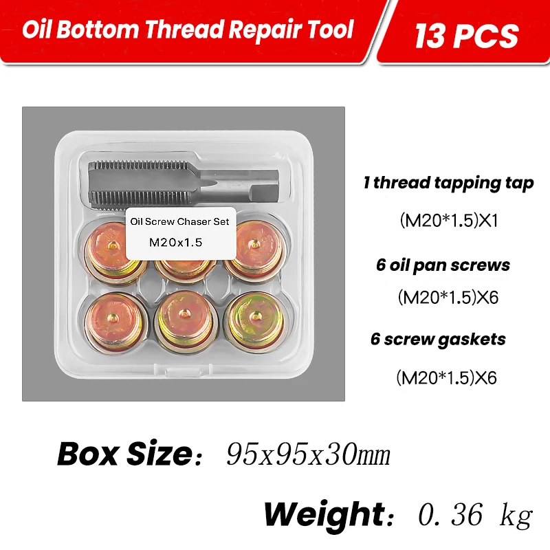 Oil Pan Drain Plug Thread Repair Kit Set Sump Drain Plug Repair Kit Oil Pan Screws Rethread Tool