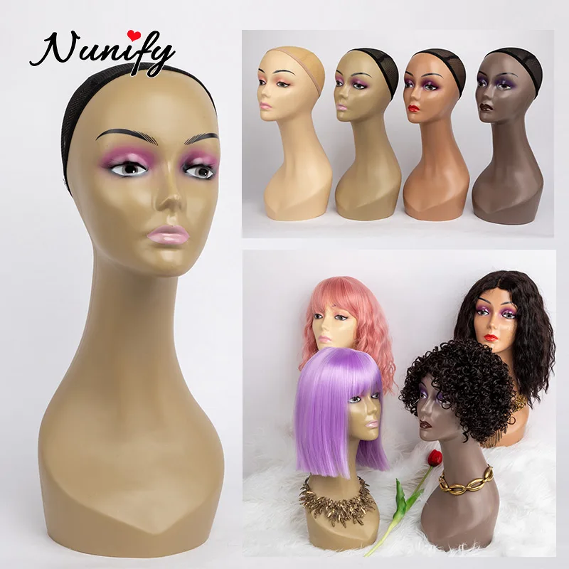 Nunify 6Pcs New Style Female Bald Mannequin Head Cosmetology Pratice African American Manikin Head For Wig Display With Makeup