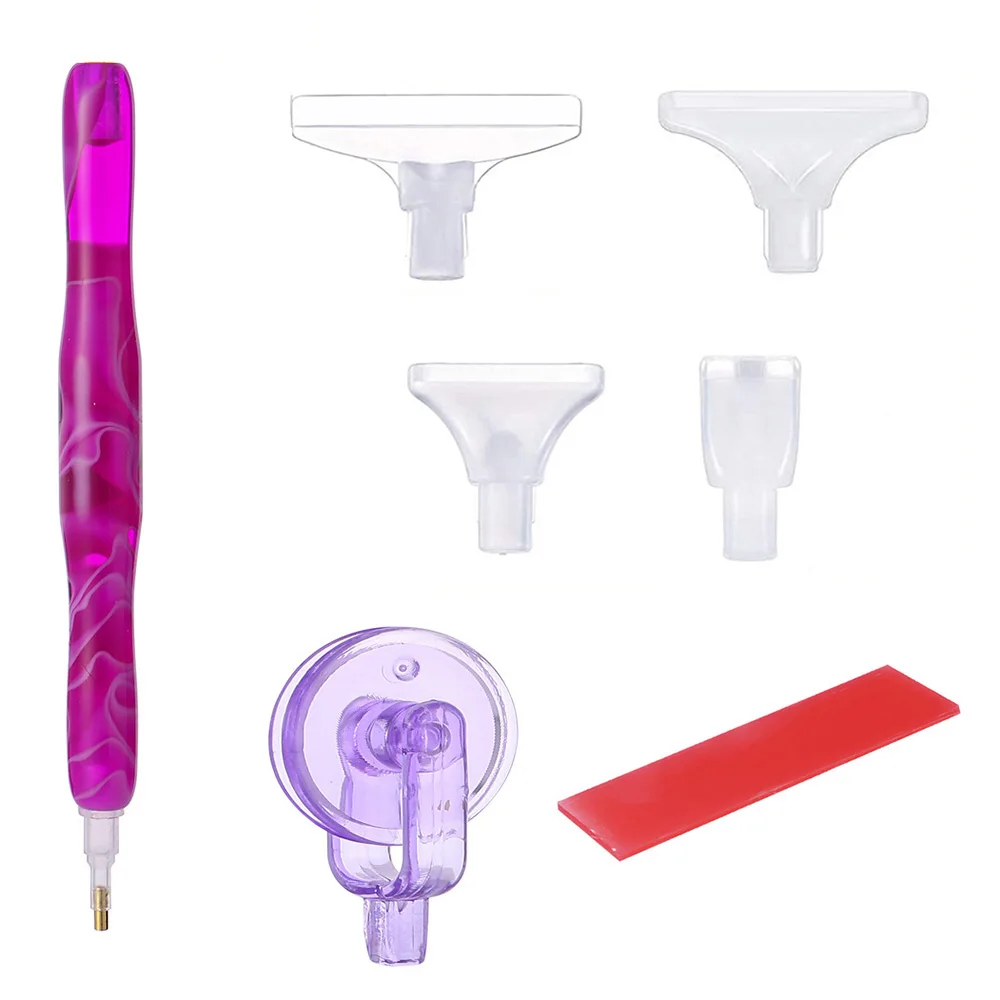 Diamond Painting Pen with Glue Clay Roller Diamond Painting Stylus with Drill Pen Placer Heads and 1 Glue Clay DIY Art Crafts