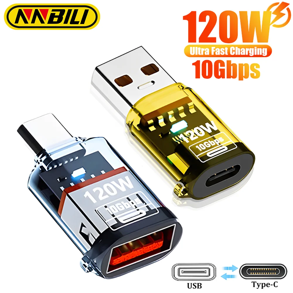 

NNBILI 120W Fast Charging USB3.2 to Type C Adapter OTG 10GB High Speed Data Transfer For PC Tablet Xiaomi Huawei USB C Converter