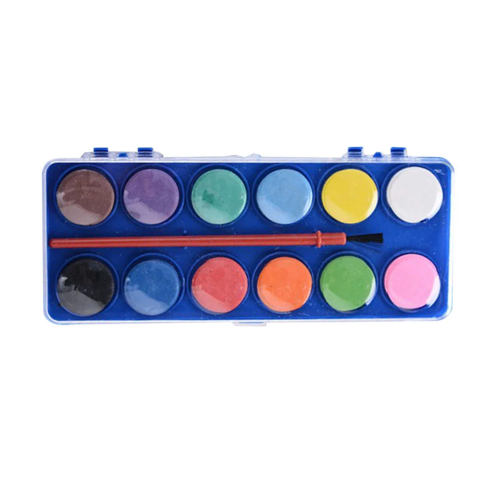 12 Color Small Size Fundamental Watercolor Pan Set Watercolor Artist Set Watercolor Painting Kit for Artists Students Beginners