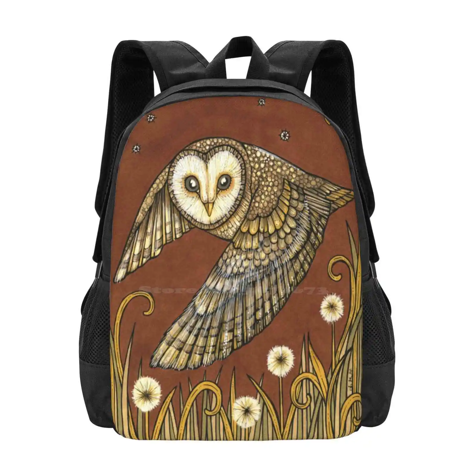 Silent Wings Hot Sale Backpack Fashion Bags Owl Anita Inverarity Barn Brown Cream Bird Wildlife British Night