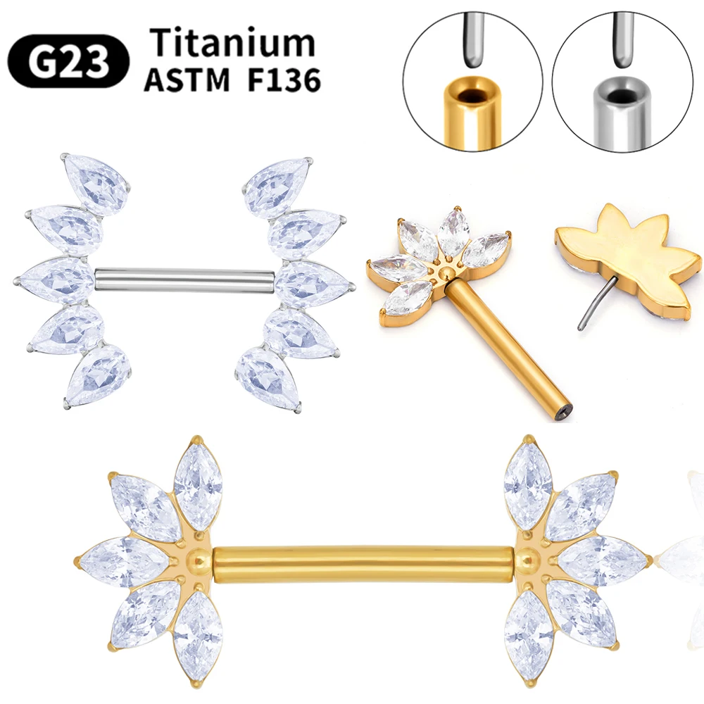 

G23 Titanium Piercing nipple for women Pin Body Jewelry earrings Ear Cartilage 14G ASTM-F136 Luxury jewelry