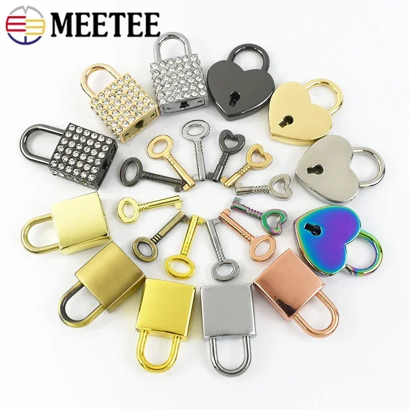 1/2/3Pcs Meetee Bag Padlock Clasp Woman Handbag Key Lock Hang Padlocks Buckle Twist Turn Mortise Latch Clasps Hardware Accessory