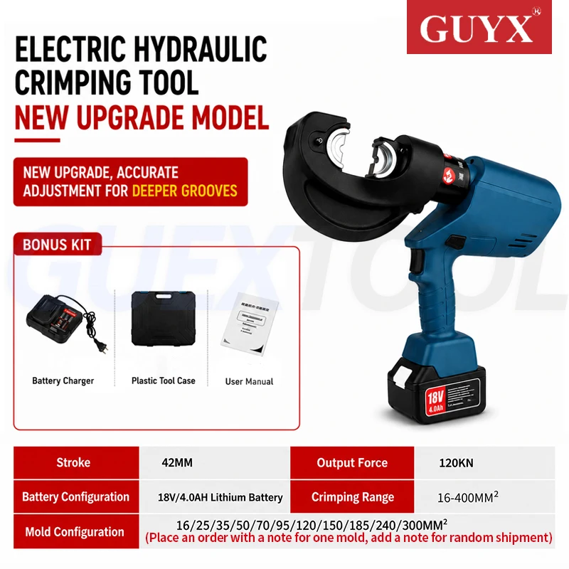 

Intelligent Electric Hydraulic Crimping Tool EZ-400 High Efficiency Continuous Crimping Plier Rechargeable Firm Press Equipment