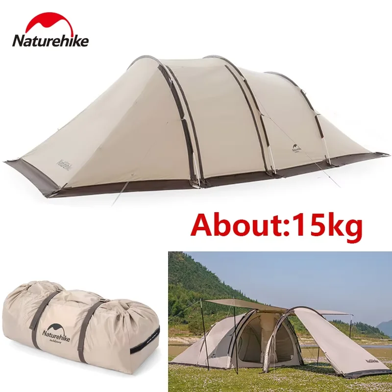 Naturehike Tunnel Tent Camping Large Space 150D Oxford 4-6 Persons Outdoor Waterproof With Snow Skirt Portable Picnic Shelter