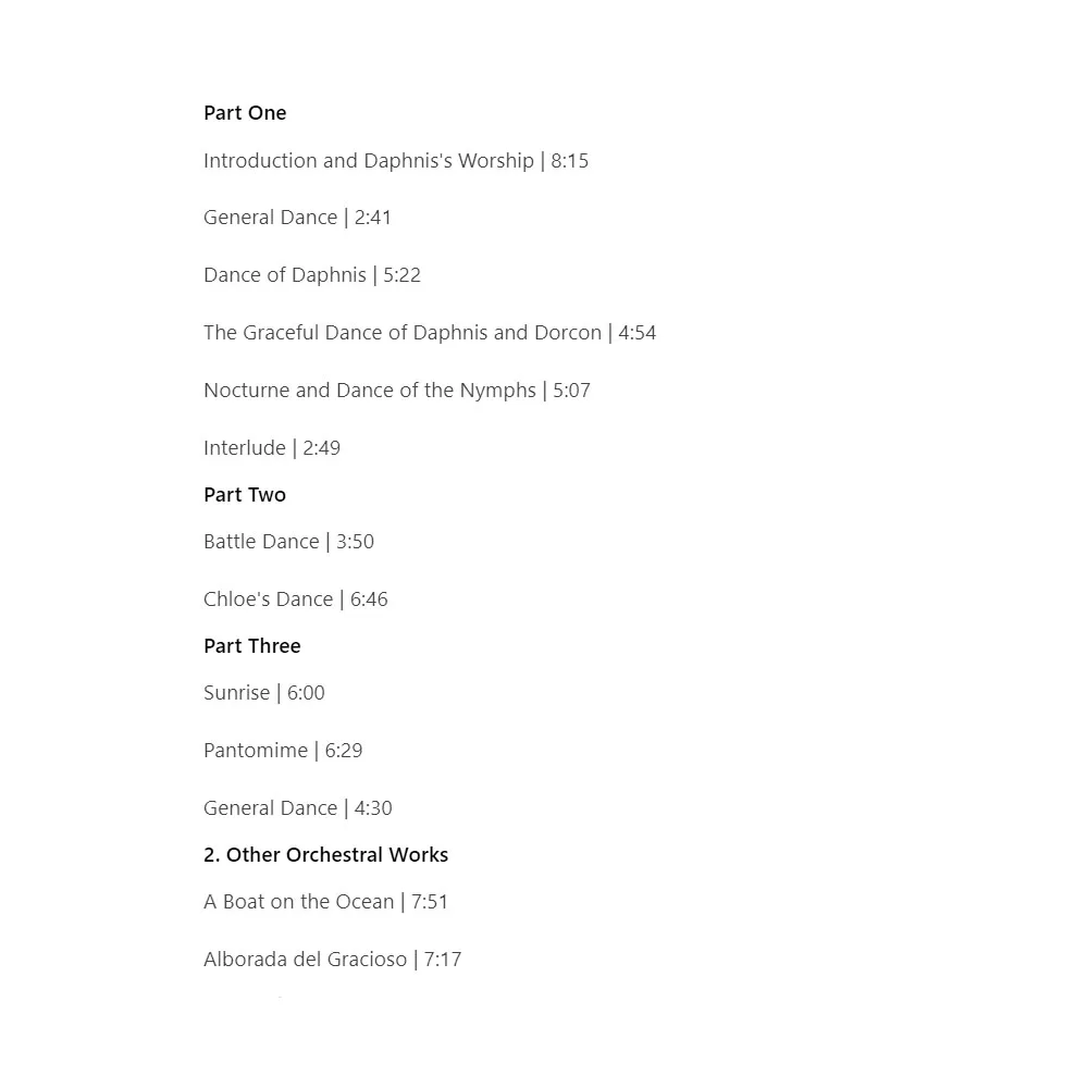 وقت تسجيل CD RAVEL Daphne وChloe Ditois الأصلي (1981-83). الملصق: لندن (رقم النسخة اليابانية POCL-5110)