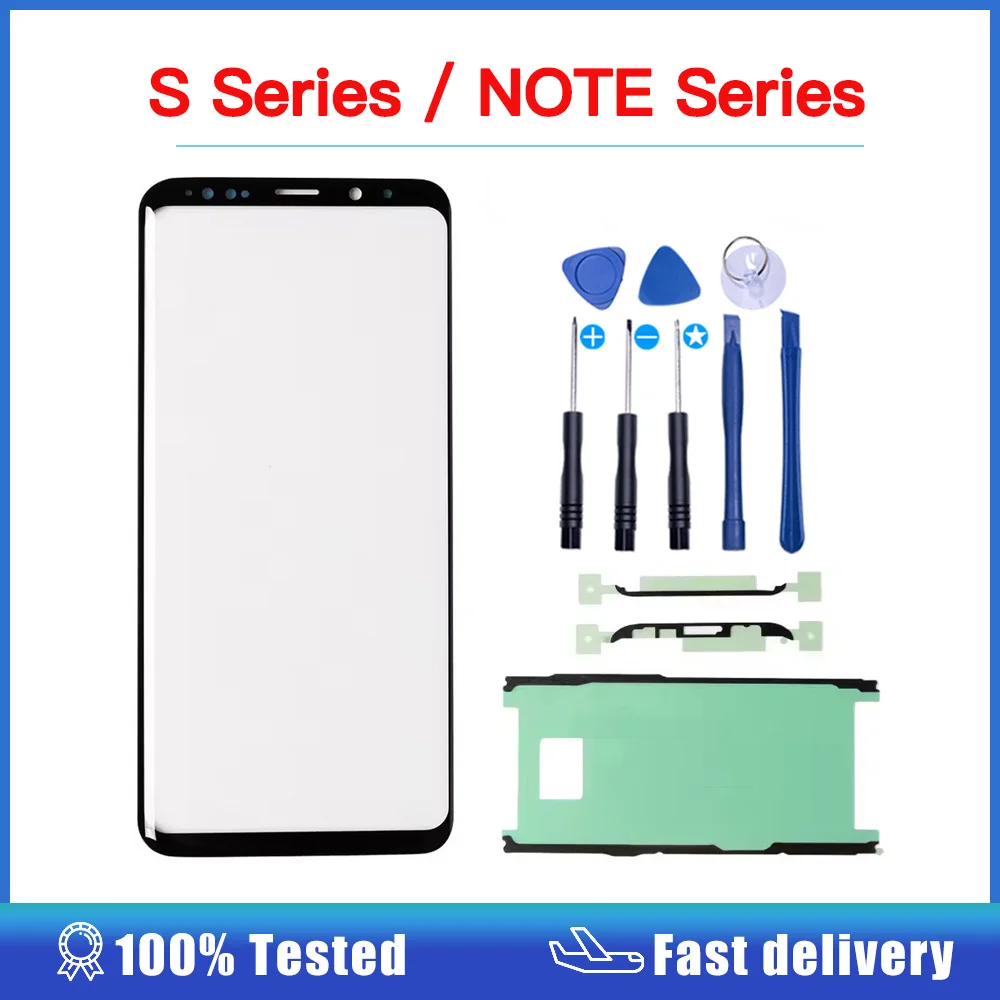 Для Samsung Galaxy S8 S9 G960 S9 Plus S10 Note 8 9 10 20 Plus Передний внешний сенсорный экран Стеклянная линза + Замена наклейки на экран