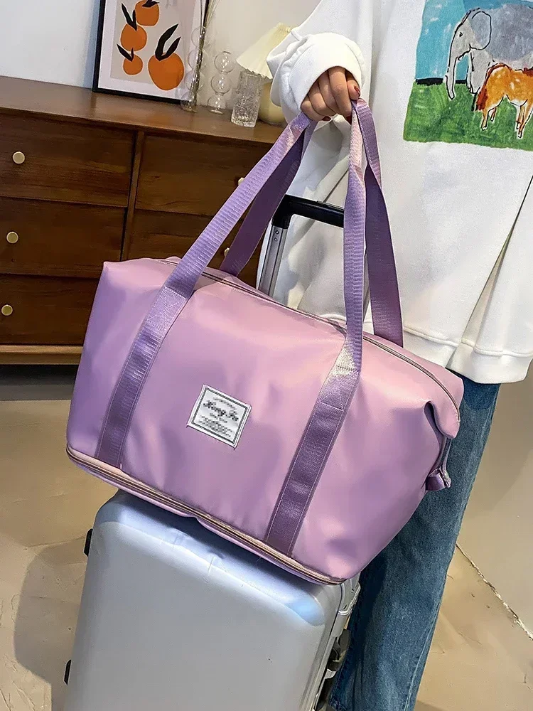 Bolsa de viaje para llevar, bolso de nailon con capacidad para almacenamiento de equipaje, bolso de mano impermeable para deportes y gimnasio, bolsas grandes para mujer