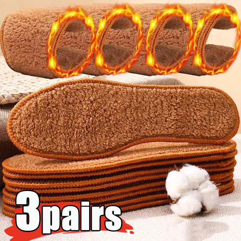 

1/3pairs Winter Wool Warm Shoes Insole Thermal Insert Breathable Insoles for Feet Care Thicken Snow Boot Shoe Pads for Women Men