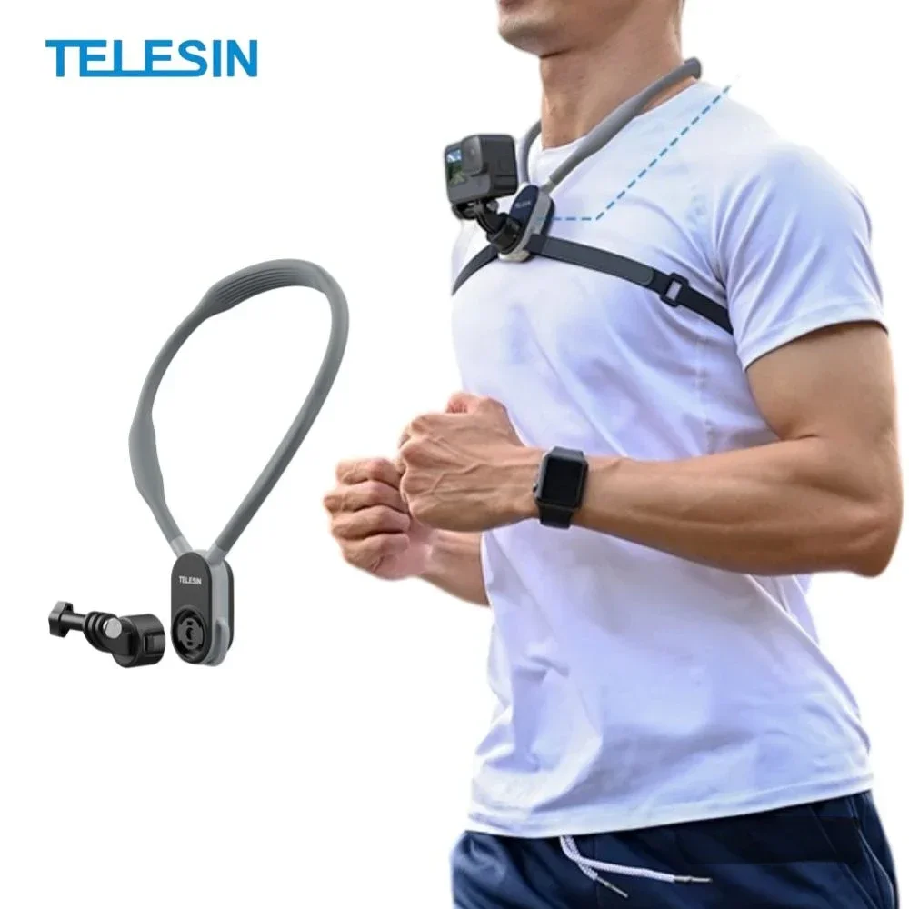 TELESIN Silicon Quick-Release Neck Mount for Gopro Hero 13 12 11 10 9 8 DJI OSMO Action 5 4 3 Insta360 Ace Pro X4 Accessorie