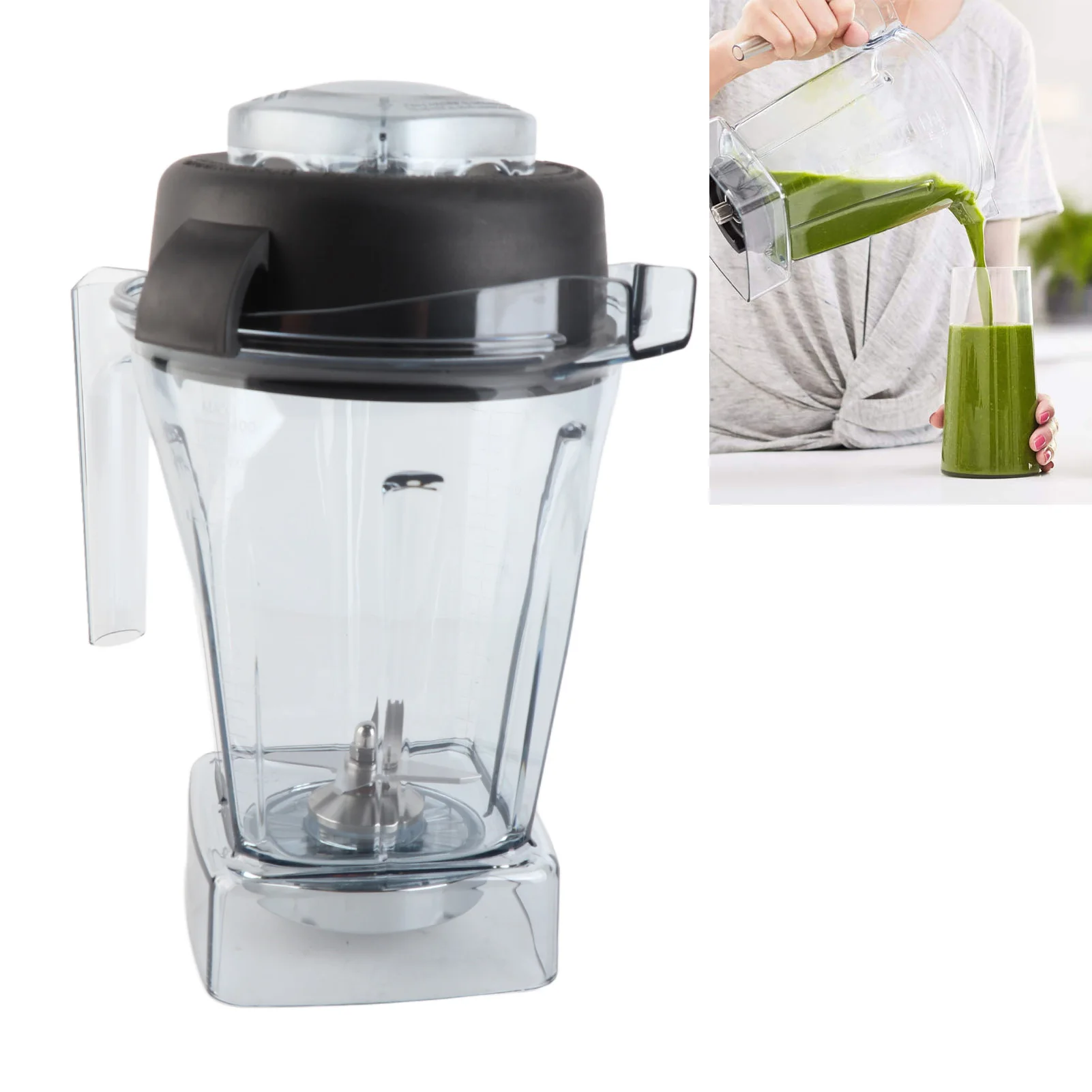 

ZK40 Blender Replacement Container 48oz ABS Rubber Clear Sealed Blender Pitcher with Stainless Steel Blade and Lid