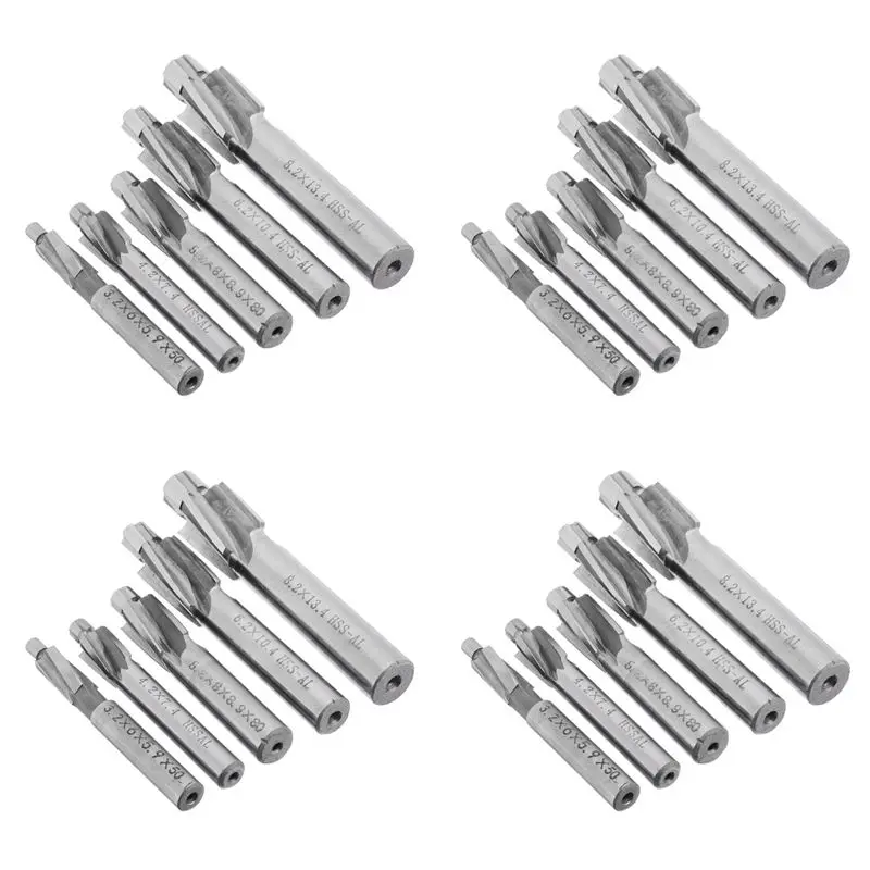 

20Pcs HSS Counterbore End Mill M3-M8 Pilot Slotting Tool Milling Cutter Countersink End Mills-AT64
