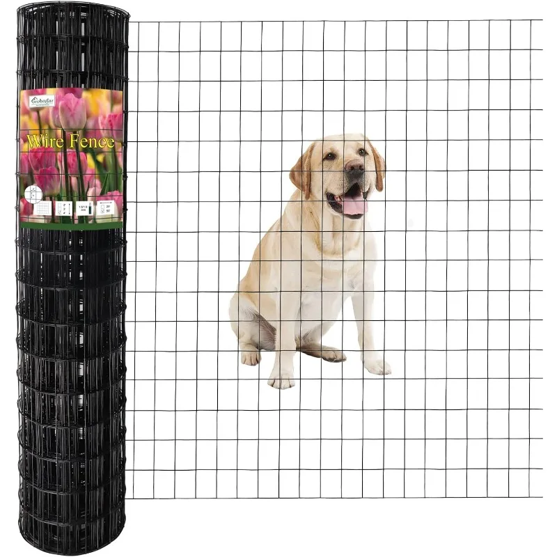 

Black PVC Coated Welded Wire Fence 48 Inchx50 Foot, 2 Inchx3 Inch 16GA, Garden Border Fencing Roll Vinyl Coating Metal Wire Mesh