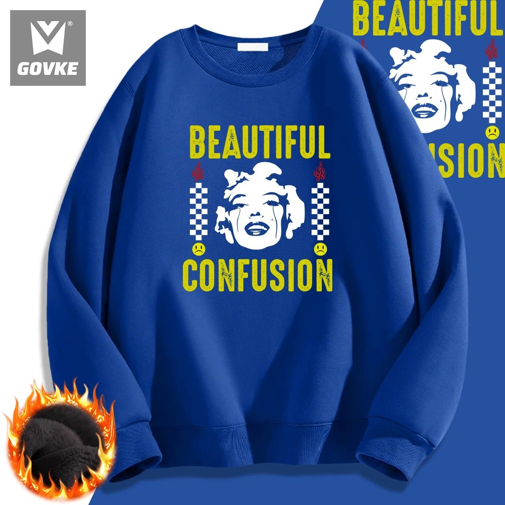 Beautiful Confusion Young & Cool Graphic Trend Brand Man's Clothes Printed Men's Hoodless New Style Style Hoodless Sweatshirts