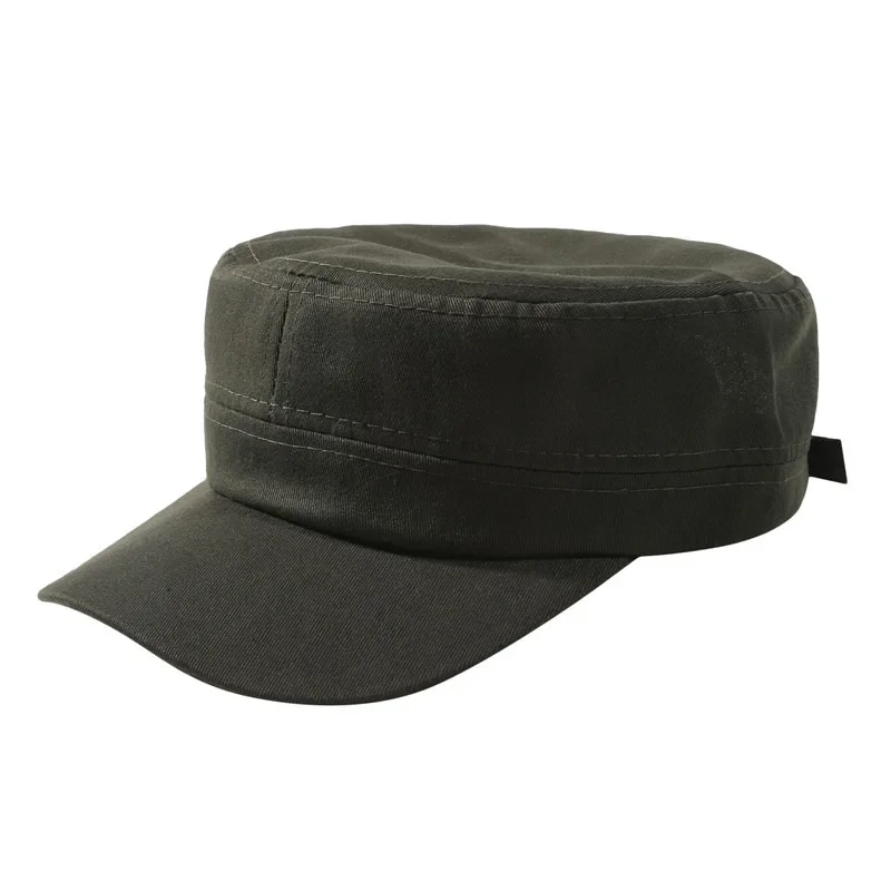 Unisex Vintage Einfarbige Flache Militärmütze in Fünf Farben Erhältlich, Atmungsaktive Sommer-Outdoor-Militärmütze, Flache Schlichte Mütze – Detail 31