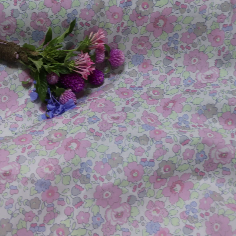 

Betsy Pink Floral 100% Cotton 80S Like Liberty Fabric Digital Printing for Sewing Cloth Dresses Skirt Kids Designer Tissus