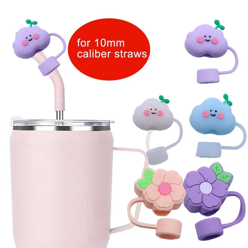 Flower Silicone Straw Covers For Stanleys Cup Cute Silicone Flower Shape Drinking Dust Caps Straw Tip Cover Cup Accessories B3c7