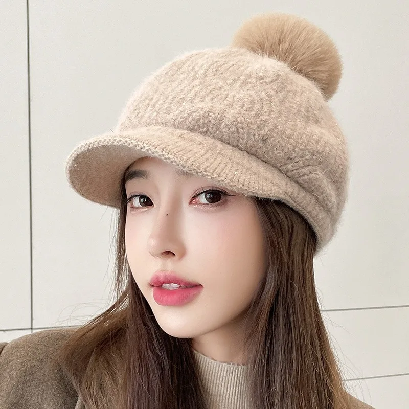 Fashion Unisex Winter Baseball Cap Women Lamb Fleece Luxury Fur Pom Pom Dad Hat Winter Outdoor Warm Hip Hop Dad Cap Gorra 모자