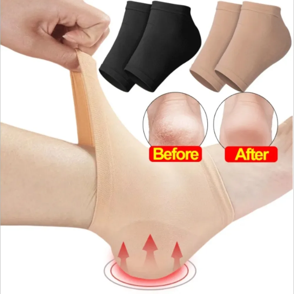 2Pcs Heel Protector Silicone Heel Moisturizing Socks Anti-Crack Protective Cover Plantar Fasciitis Pain Relief Foot Care Tool