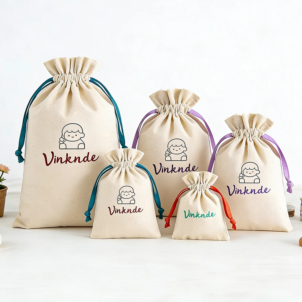

50Pack Jute Drawstring Jewelry Bag Cotton Muslin Gift Pouch for Perfume Necklace Earring Rings Brooch Dust Recyclable Packaging