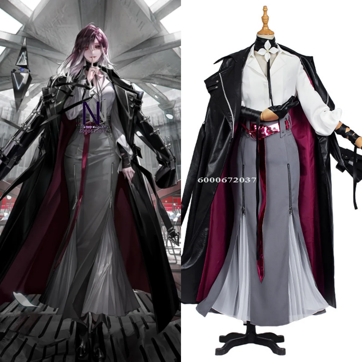 

Hot Game Path To Nowhere Cosplay Costume Anime Shalom Role Playing Fishtail Skirt with Leather Coat Women Comic Con Halloween