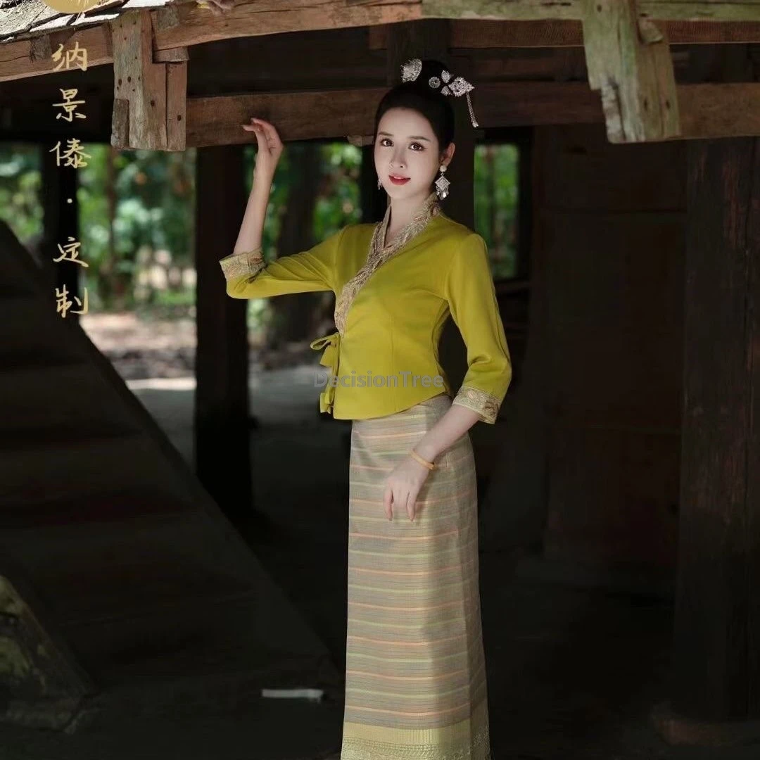 

2025 изысканная таиландская одежда ручной работы, элегантный темпераментный фестиваль, одежда для дайев меньшинств, женский наряд в юго-восточном азиатском стиле