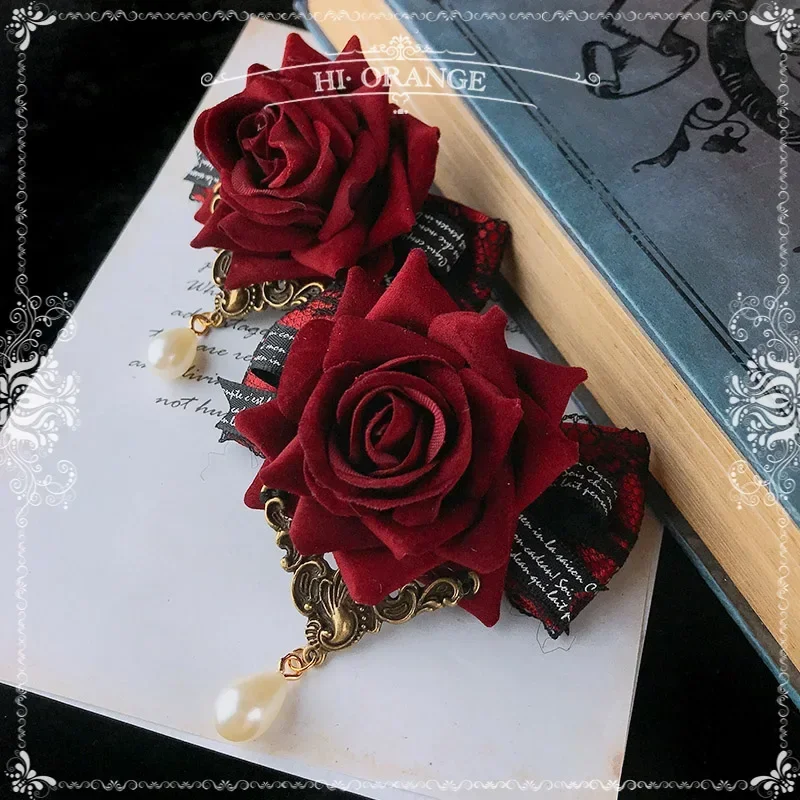 Vintage Rose Flower Pair of Shoe Clip Retro Ladies Lolita Detachable Bow Shoe Ornament Fashion Shoe Buckle