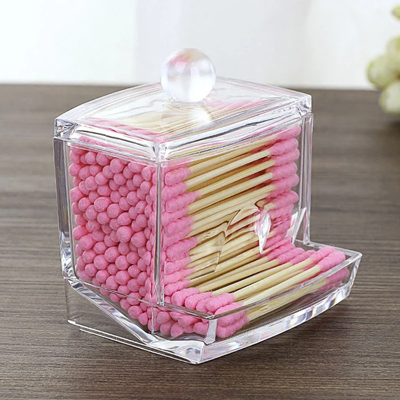 Cotton Swabs Storage Holder Box Portable Transparent Makeup Cotton Pad Cosmetic Container Jewelry Organizer Case