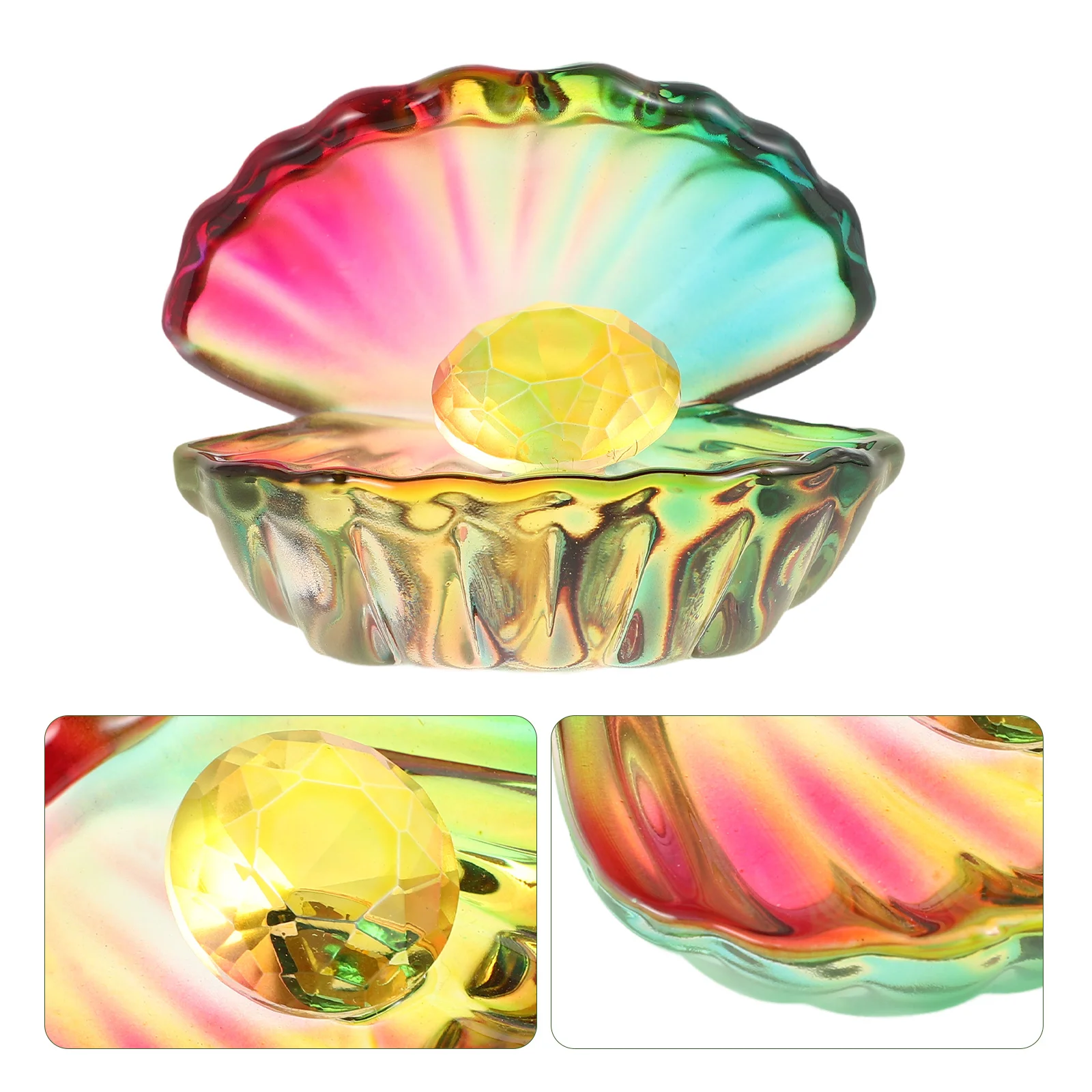 

Handcrafted Crystal Glass Seashell Decoration with Sparkling Diamond Accents for Home Desk Entryway Tabletop Art Piece