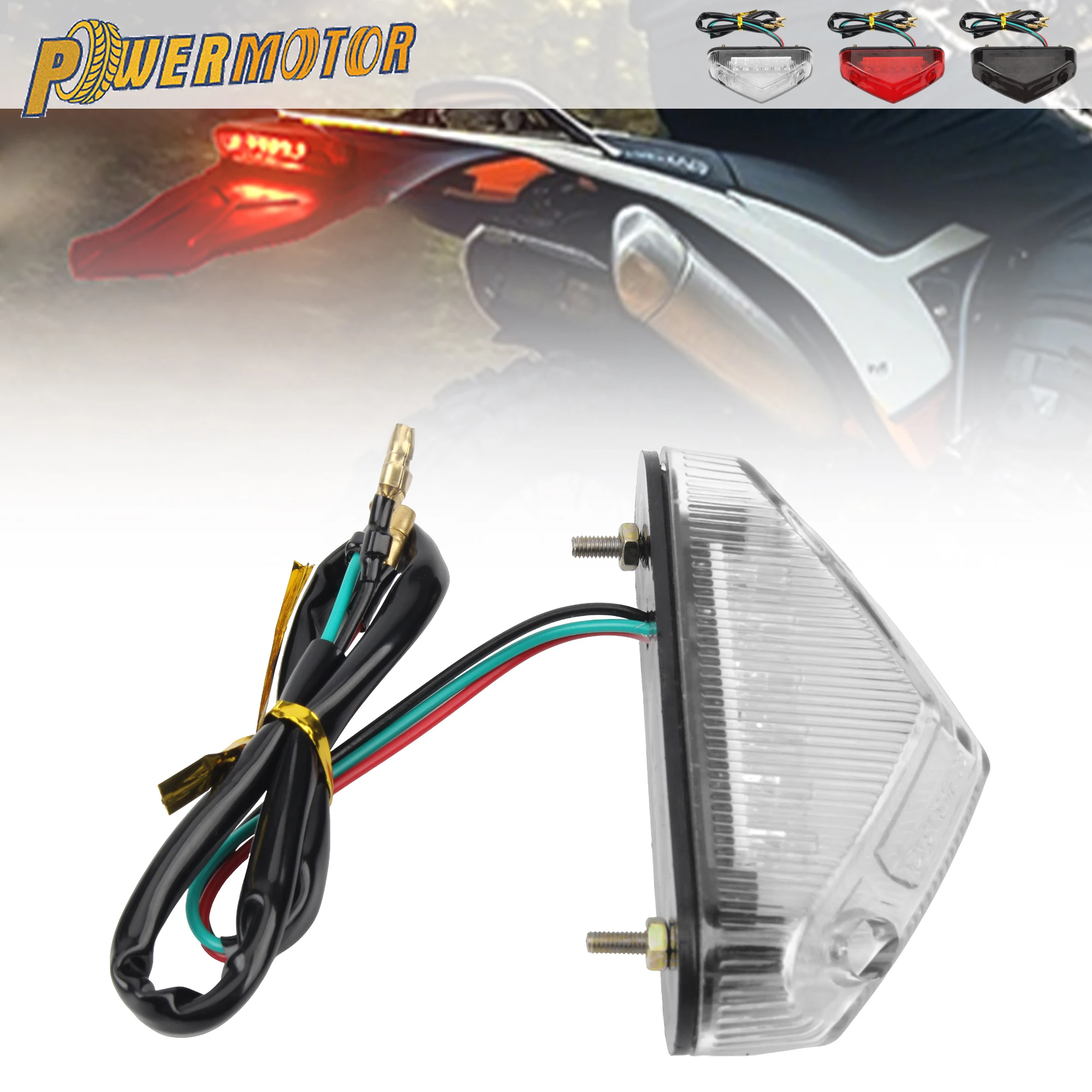 

12V Motorcycle Brake Tail Light Rear Fender Taillight Stop Light for Motocross Dirtbike Scooters Moped Modification Accessories