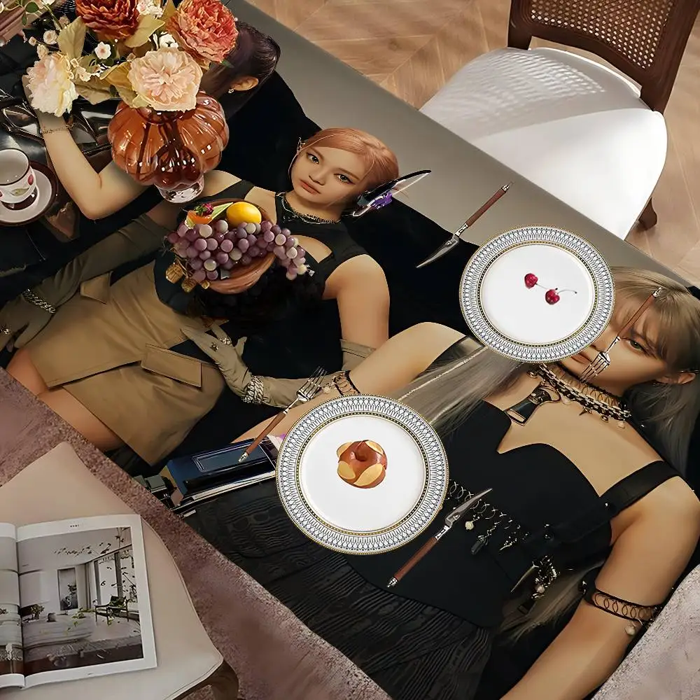 Kpop Group A-Aespas Tablecloth Tea Coffee Table Cloth Waterproof Cloth Wall Stove Rack Rectangular Wedding Banquet Home Decor