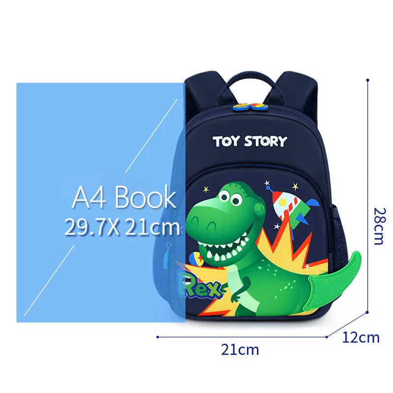 Disney Toy Story Rex Cartoon Schoolbag Kindergarten Boys Travel Mini Backpack Breathable Waterproof Suitable For 2-5 Years Old