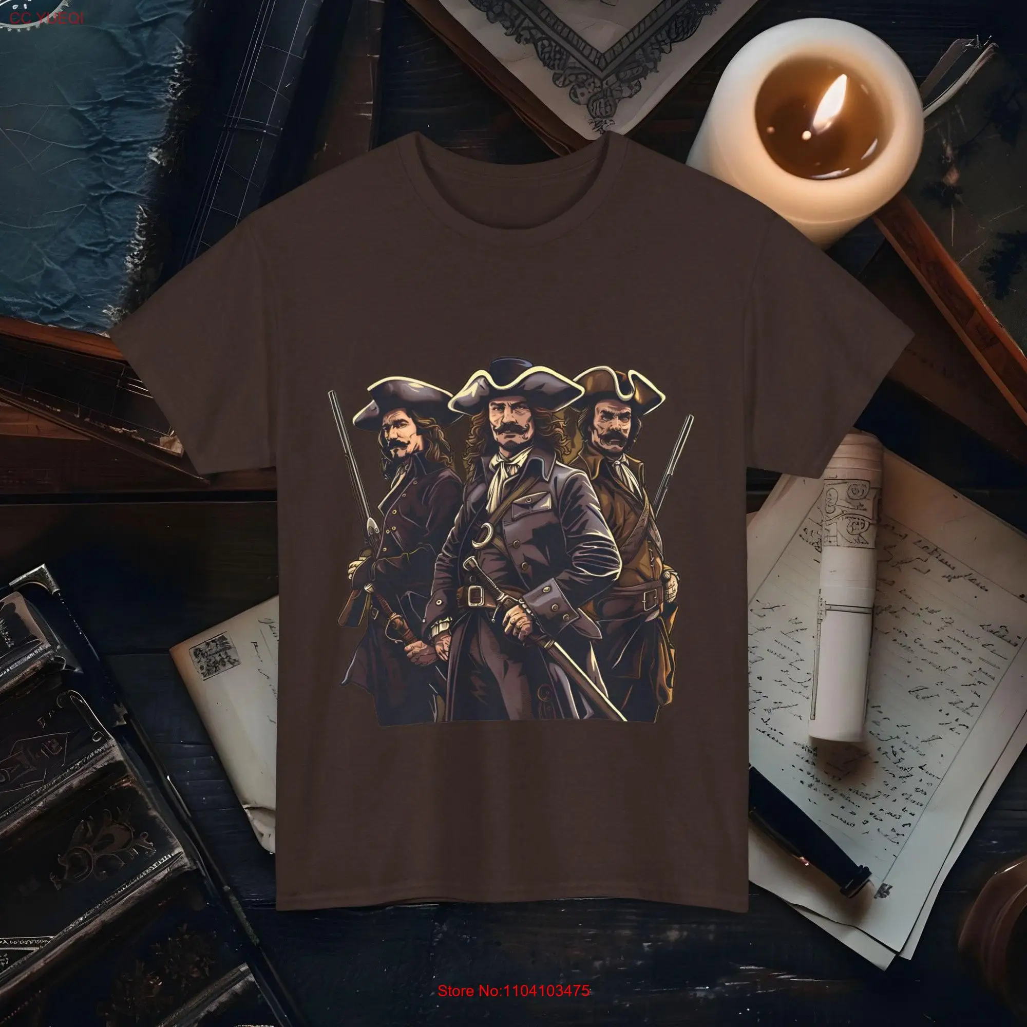 Three Musketeers Anime Style Cartoon T Shirt Unique Art for Fans Classic Literature long or short sleeves