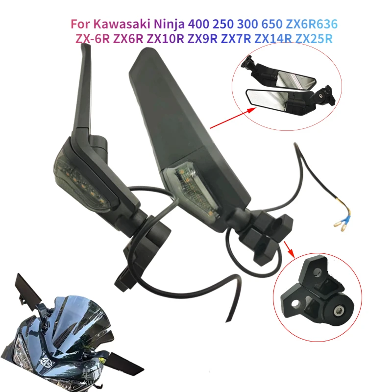 

Motorcycle Wind Wing Rearview Mirror For KAWASAKI Ninja 400 250 300 650 ZX6R636 ZX-6R ZX6R ZX10R ZX9R ZX7R Retroviseurs Moto Zx