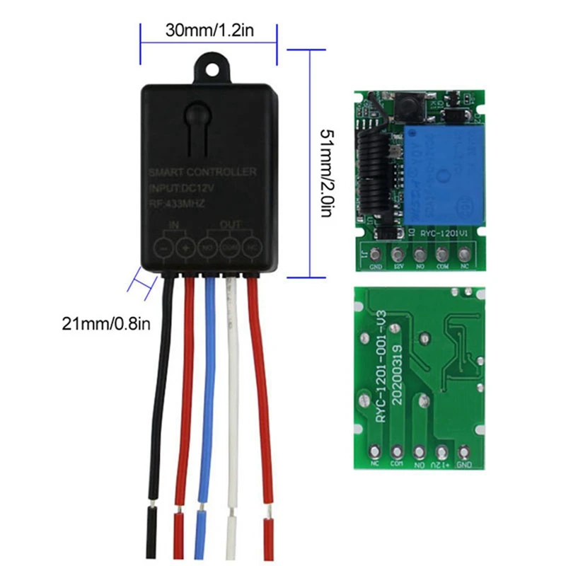 433Mhz DC 12V 1CH Universal Smart Home Wireless RF Remote Control Switch Relay Receiver Module And 433 Mhz Transmitter