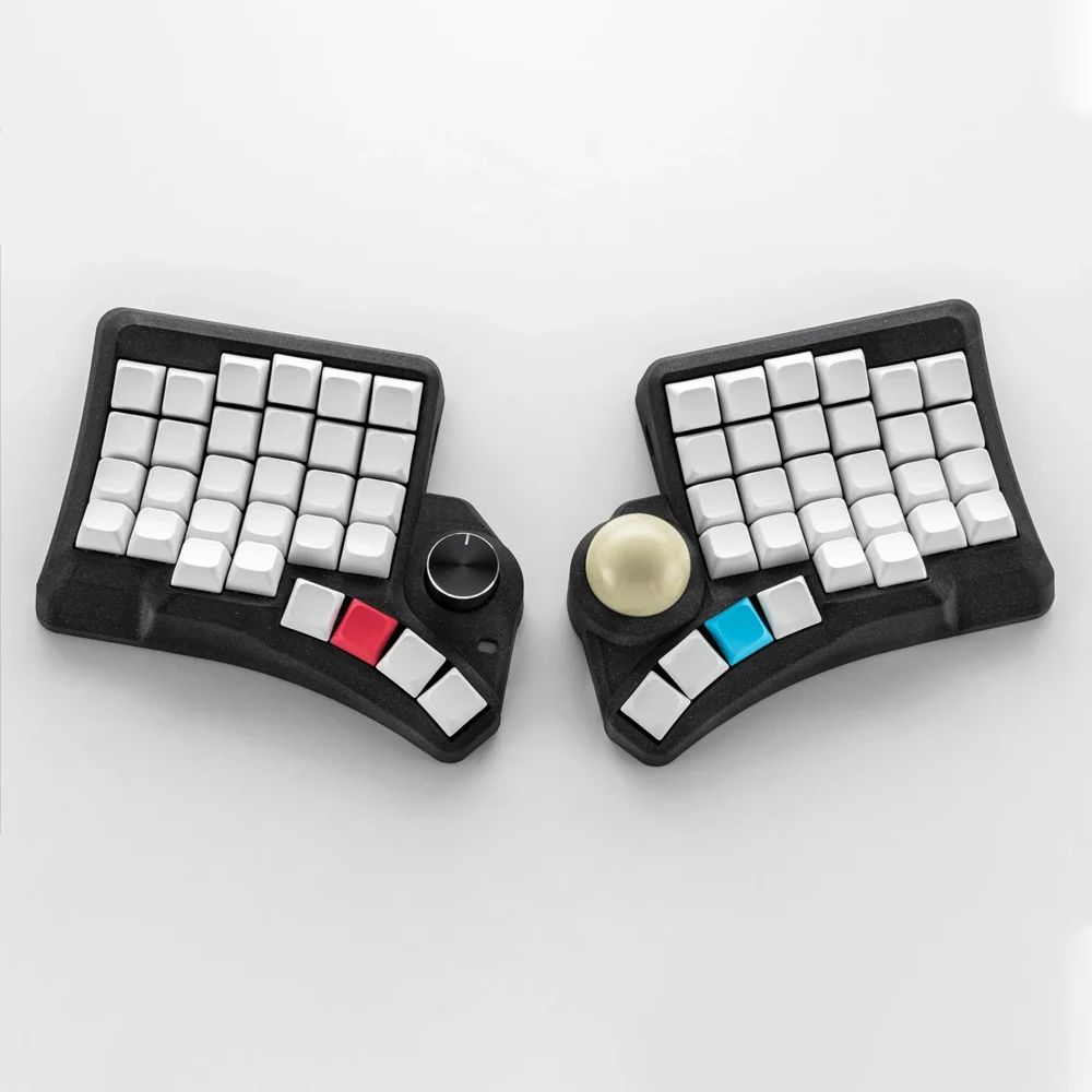 KeebNerd HPD V2 Split Keyboard Kit With Trackball Wired Ergonomic PLA Material 3D Ergonomic Hot Swappable QMK Custom Keyboard