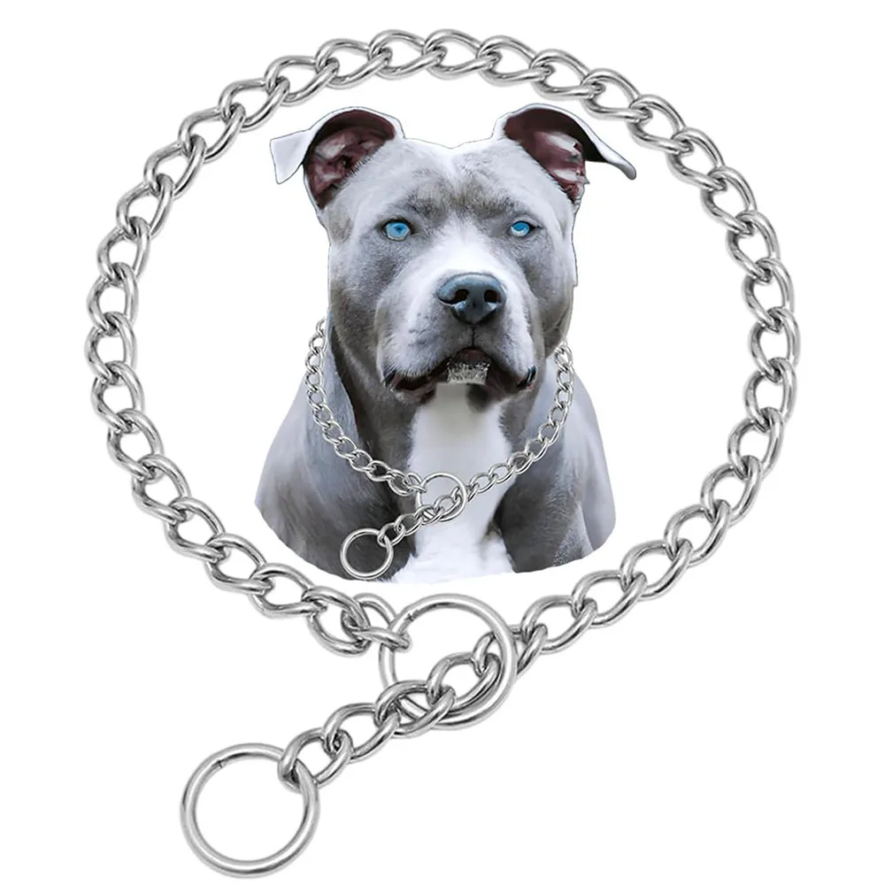 Ошейники с цепочками для собак, хромированные дроссельные ошейники для собак, металлические скользящие ошейники без тяги, ошейники Martingale для маленьких, средних и больших собак