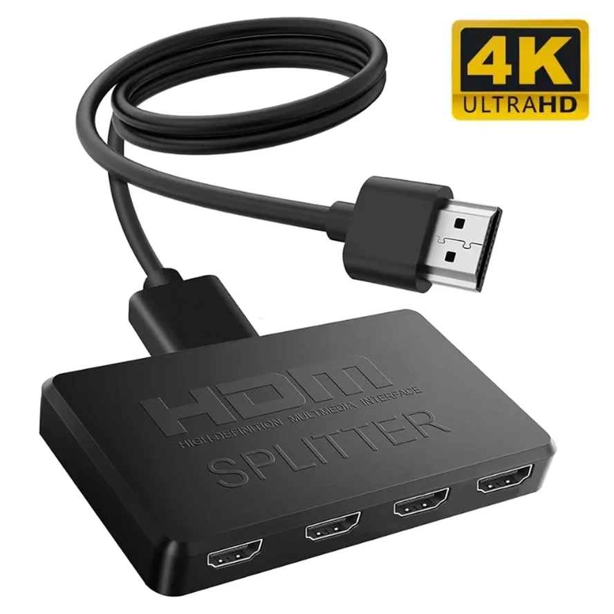 Répartiteur vidéo 1 en 4 sorties 4K compatible HDMI, répartiteur HDTV, synchronisation Audio pour boîtier TV, HDTV, DVD, PS3, Xbox, moniteur pour ordinateur portable