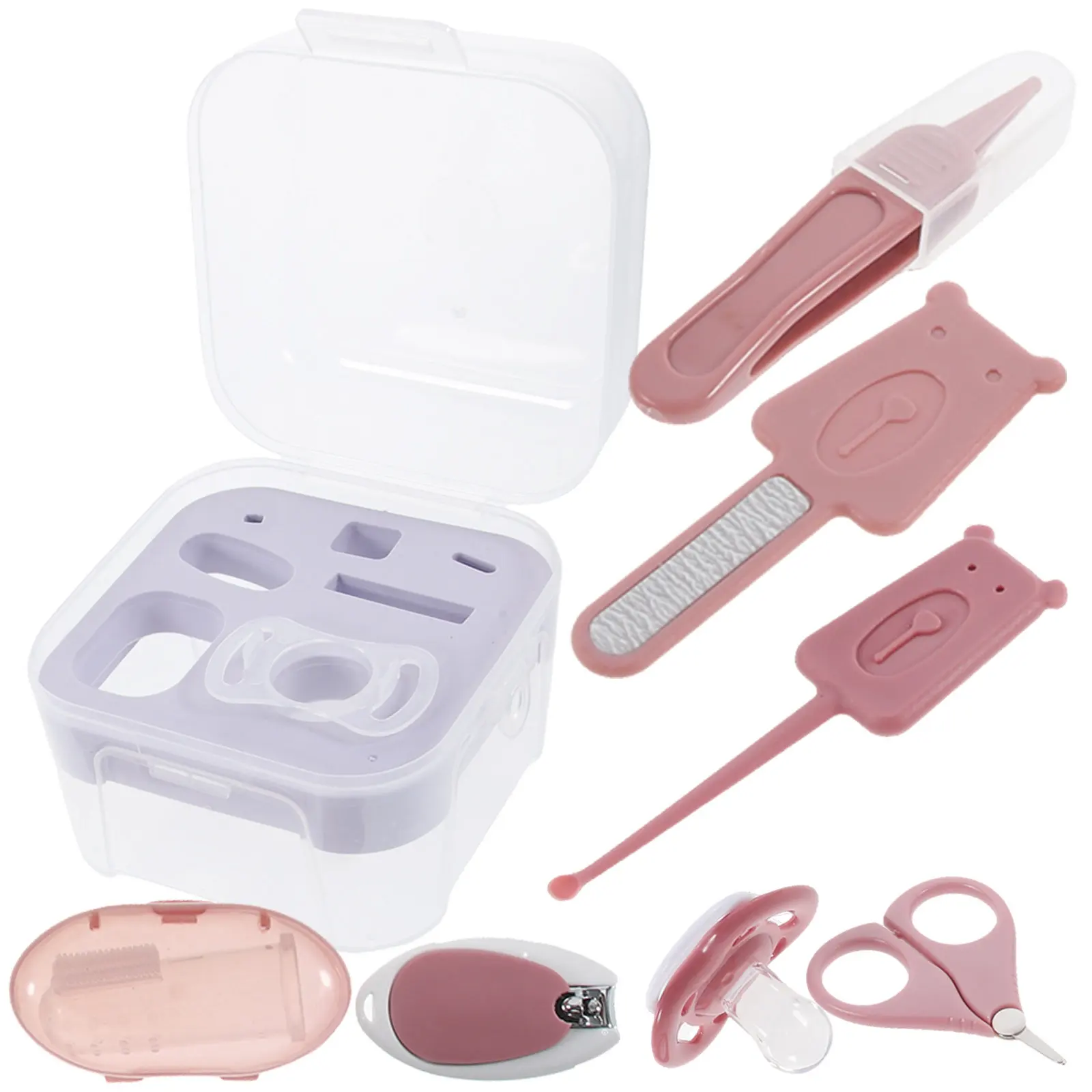

1Set Baby Nail Care Set Metal Plastic Nail Clipper Scissor File Tweezer Storage Box for Newborn Infant Toddler Manicure Pedicure