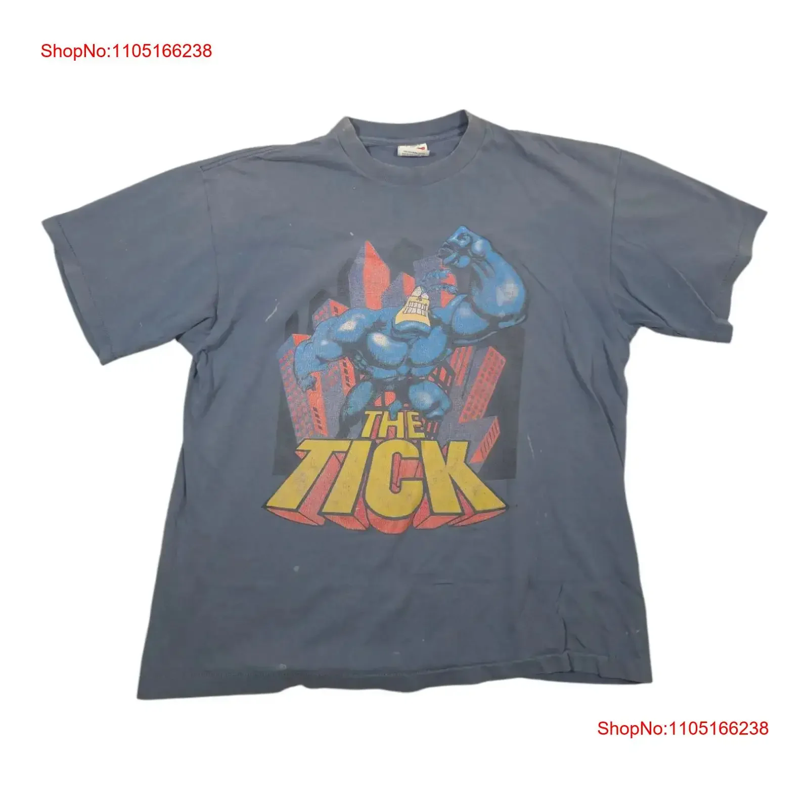 Vintage années 90 The Tick Cartoon T Shirt Je suis puissant hommes XL vintage lavé mode unisexe confortable streetwear étiré décontracté