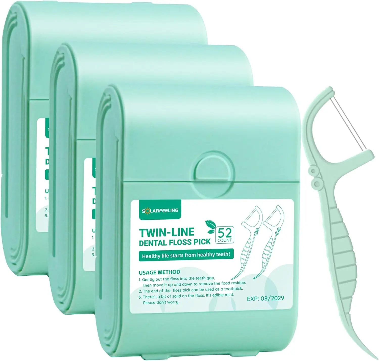 

Travel Dental Floss Picks, 156 Count Mint Flavor Twin-Line Flosser with Portable Case for Adults