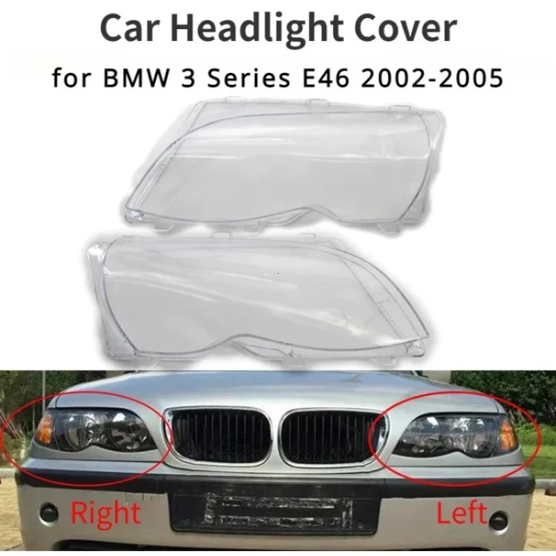 

Универсальные автомобильные накладки на линзы для фар, замена для BMW 3 серии E46 318i 325i, 4-дверный седан 2002-2005, прозрачная крышка фары из ПК