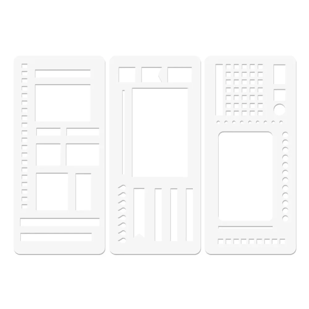 

3pcs Dot Grid Design Handmade Flexible Record Template DIY Scrapbook Journal Rectangle Stencils Drafting Tools Stencil Ruler